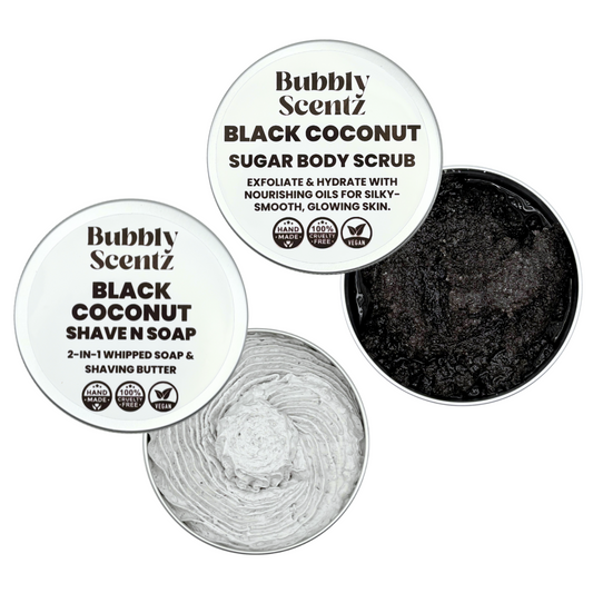 Black Coconut Sugar Body Scrub & Shave N Soap Duo