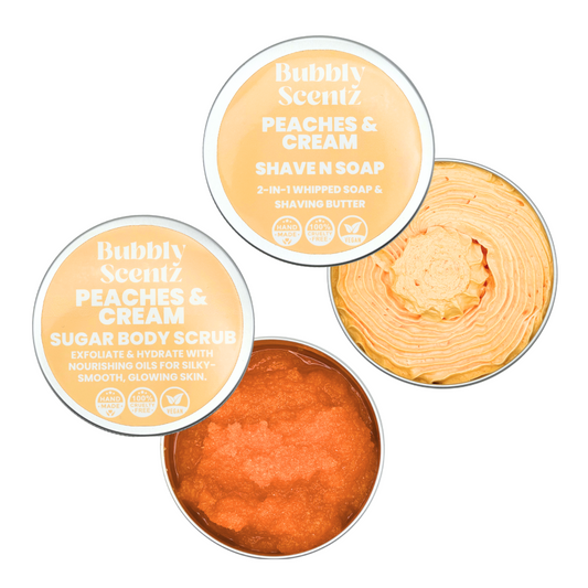 Peaches & Cream Sugar Body Scrub & Shave N Soap Duo